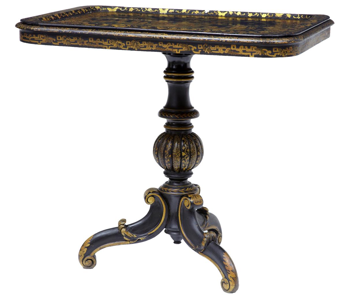 19th Century Chinese Black Lacquered Tray Table (1 of 8) 19th Century Chinese Black Lacquered Tray Table (1 of 8)