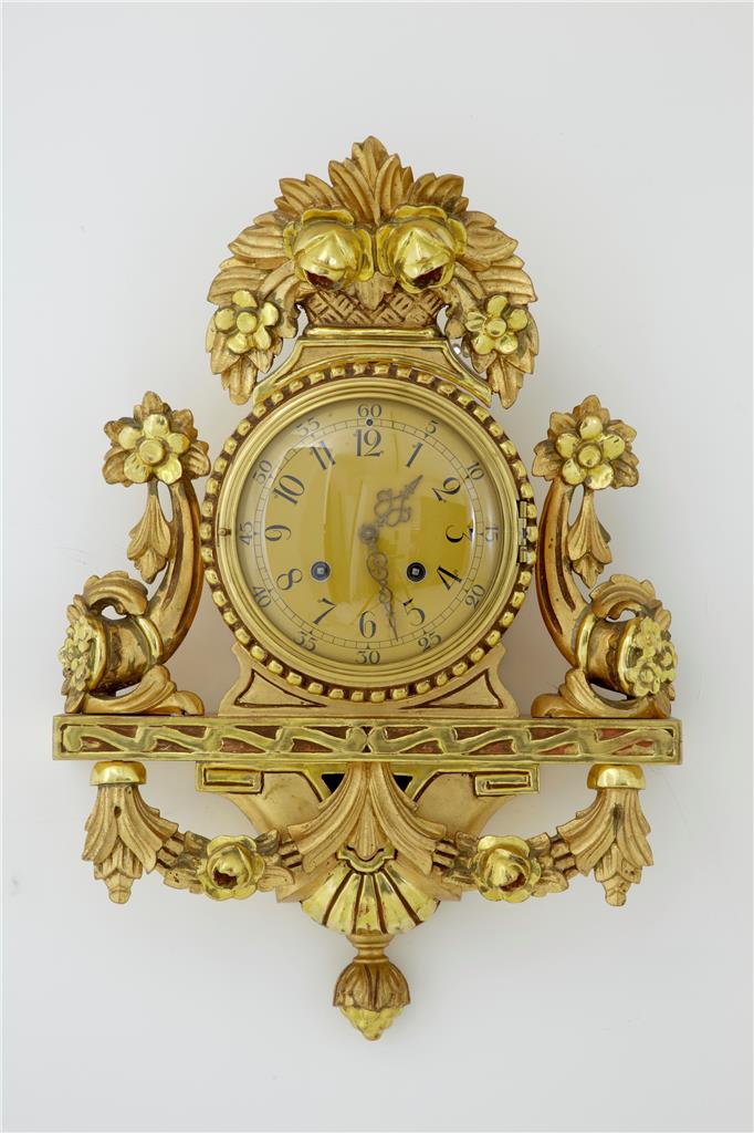 20th Century Swedish Gilt Carved Ornate Wall Clock by Westerstrand (1 of 1) 20th Century Swedish Gilt Carved Ornate Wall Clock by Westerstrand (1 of 1)