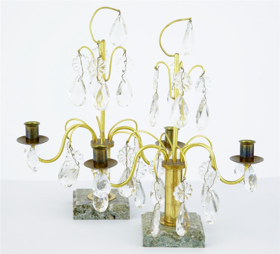 Ornate Pair of 1930's Brass & Cut Glass Decorative Candlesticks (1 of 3) Ornate Pair of 1930's Brass & Cut Glass Decorative Candlesticks (1 of 3)
