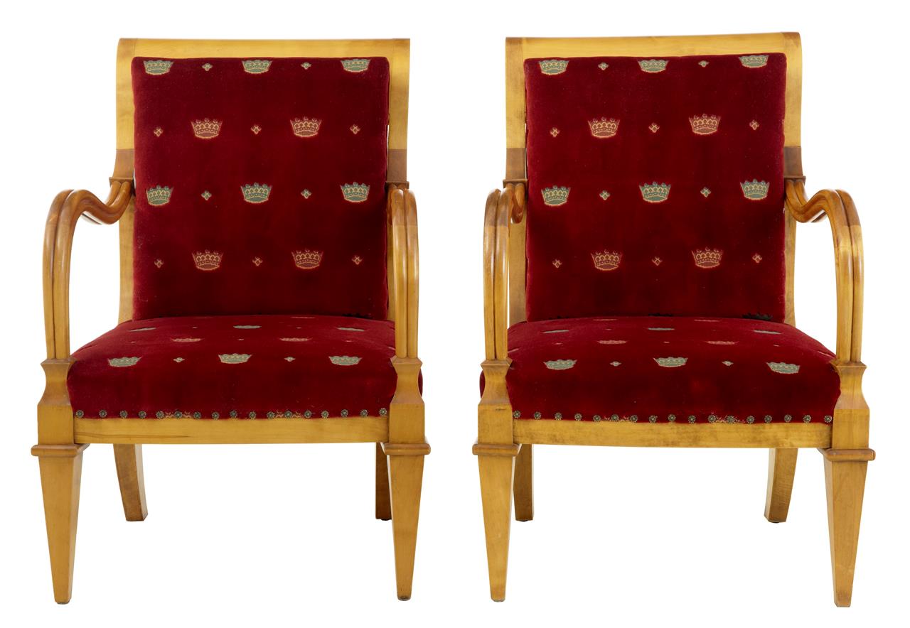 Pair of 19th Swedish Birch Armchairs (1 of 6) Pair of 19th Swedish Birch Armchairs (1 of 6)