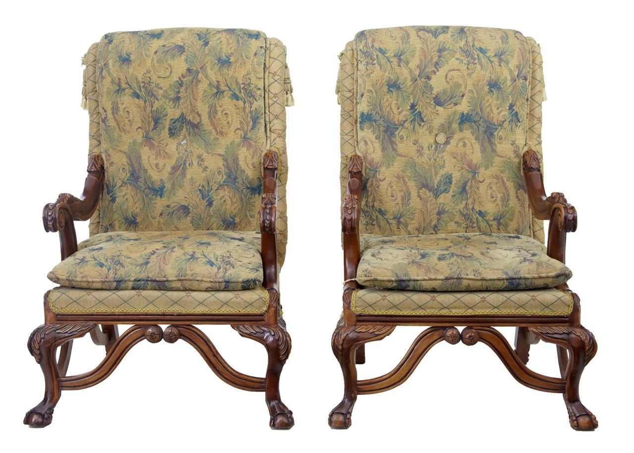 Large Pair of Carved Hardwood Throne Armchairs (1 of 1) Large Pair of Carved Hardwood Throne Armchairs (1 of 1)