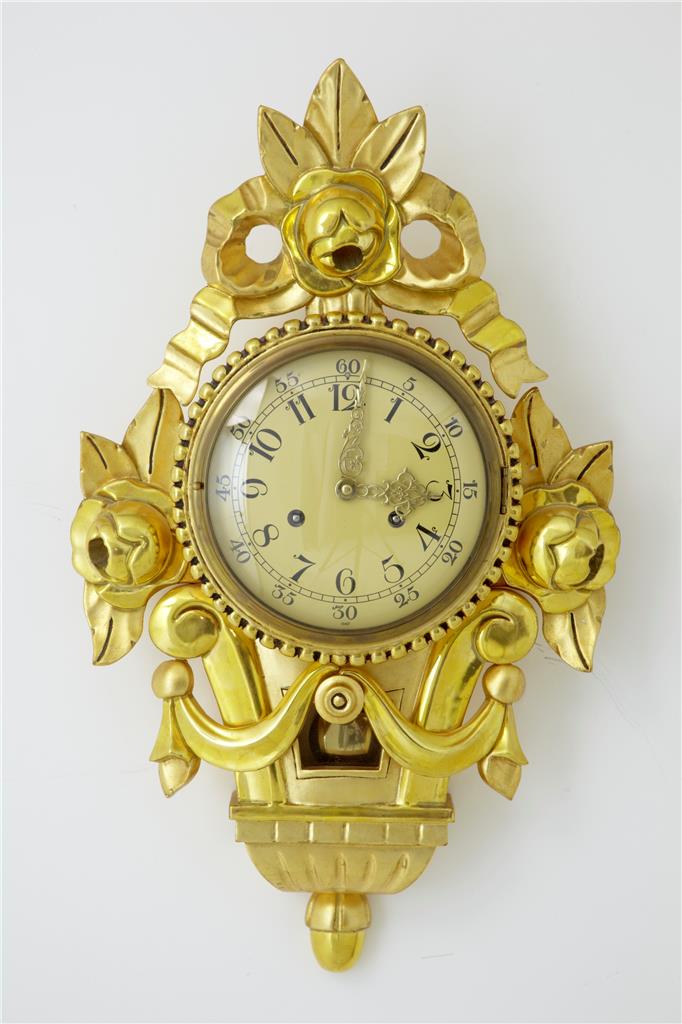 20th Century Swedish Gilt Carved Ornate Wall Clock Imp FHS (1 of 5) 20th Century Swedish Gilt Carved Ornate Wall Clock Imp FHS (1 of 5)