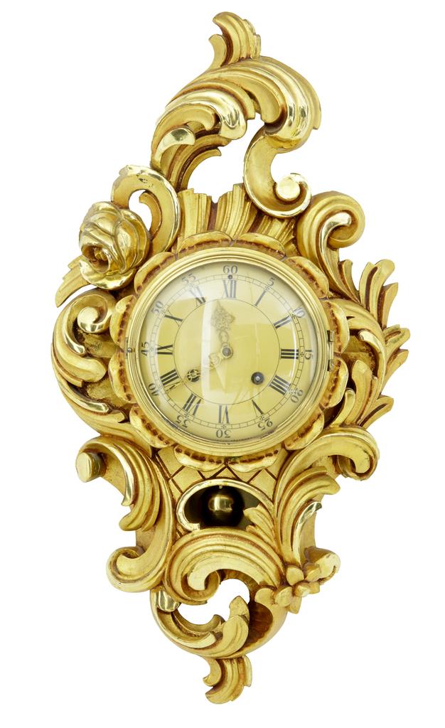 Swedish Westerstrand Carved & Gilt Ornate Wall Clock c.1950 (1 of 4) Swedish Westerstrand Carved & Gilt Ornate Wall Clock c.1950 (1 of 4)