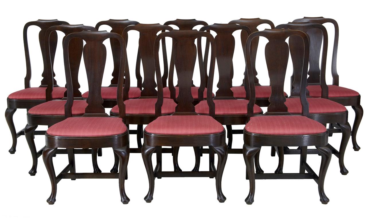Set of 12 1920's Oak Queen Anne Design Dining Chairs (1 of 1) Set of 12 1920's Oak Queen Anne Design Dining Chairs (1 of 1)