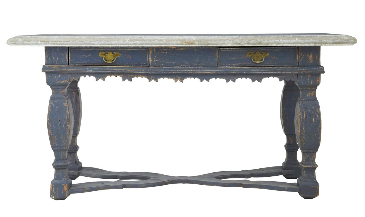 Rare 19th Century Swedish Pine Marble Top Table (1 of 1) Rare 19th Century Swedish Pine Marble Top Table (1 of 1)
