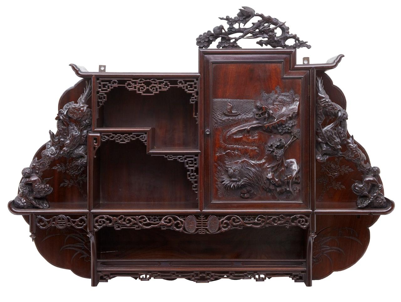 19th Century Carved Chinese Hardwood Wall Cabinet (1 of 1) 19th Century Carved Chinese Hardwood Wall Cabinet (1 of 1)