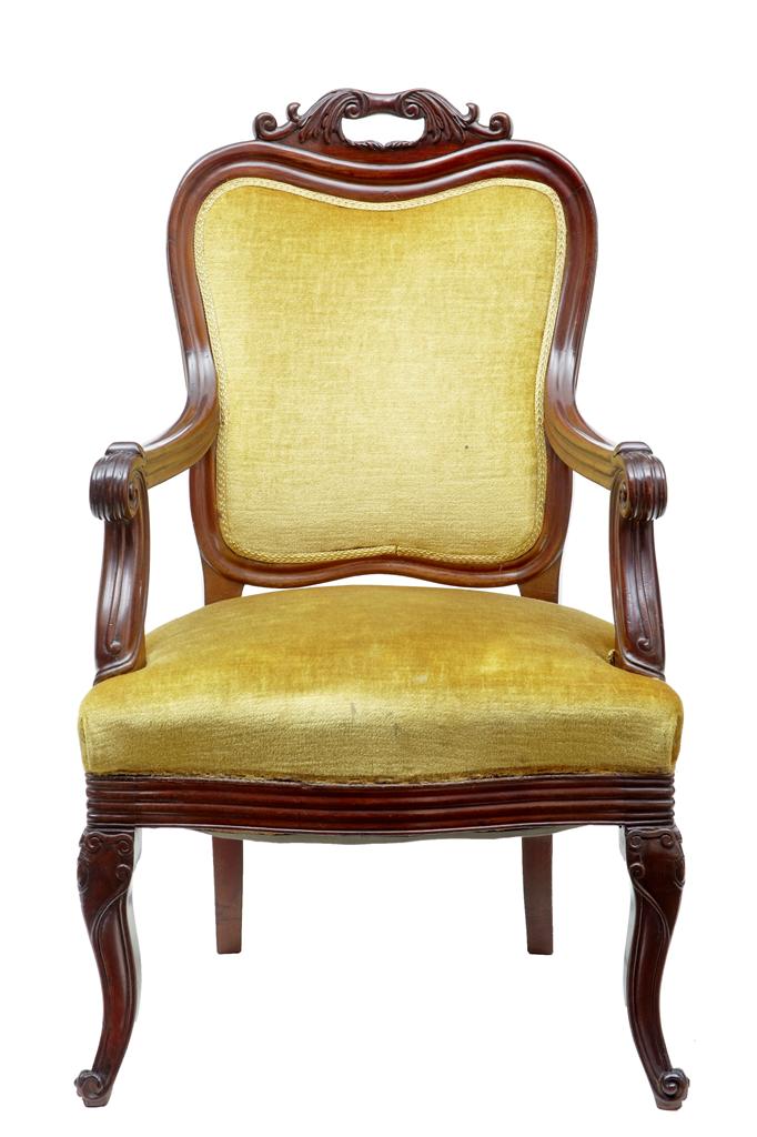 19th Century French Carved Mahogany Armchair (1 of 1) 19th Century French Carved Mahogany Armchair (1 of 1)
