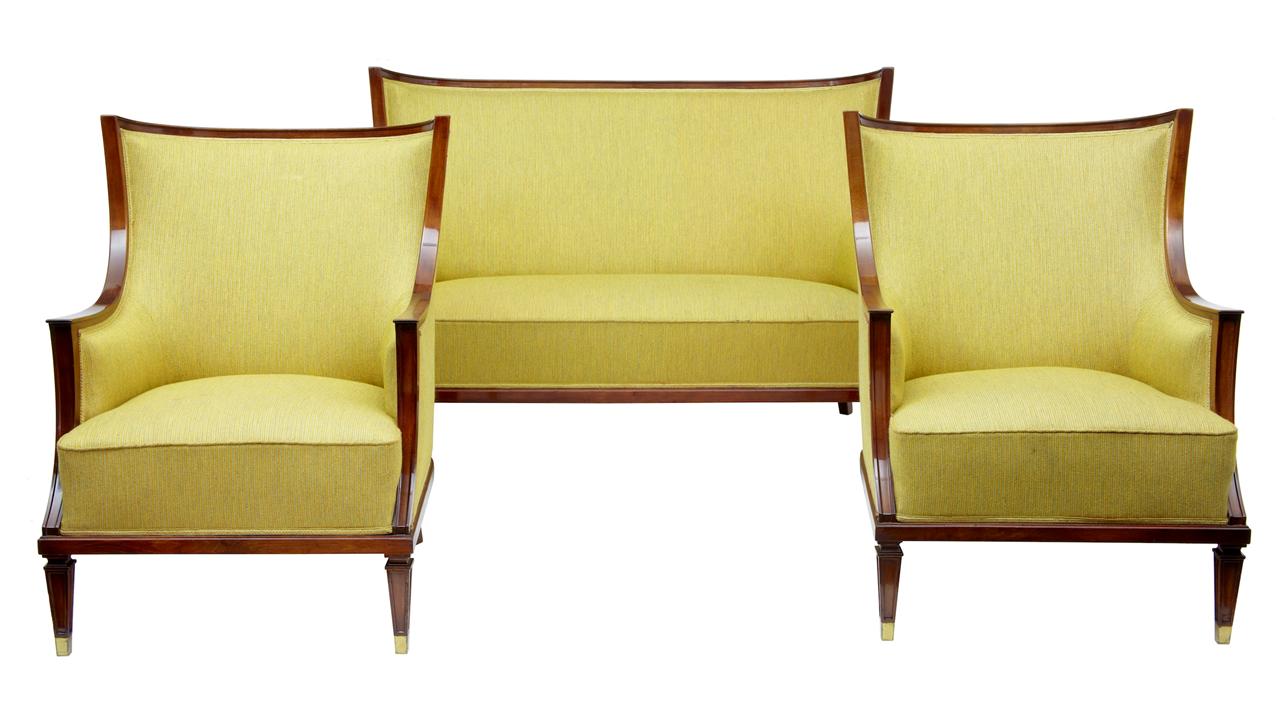 1950's Mahogany 3 Piece Suite Sofa Armchairs (1 of 1) 1950's Mahogany 3 Piece Suite Sofa Armchairs (1 of 1)