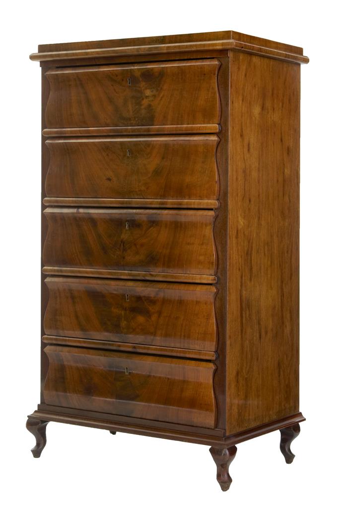 1920's Shaped Mahogany Tall Chest of Drawers (1 of 1) 1920's Shaped Mahogany Tall Chest of Drawers (1 of 1)