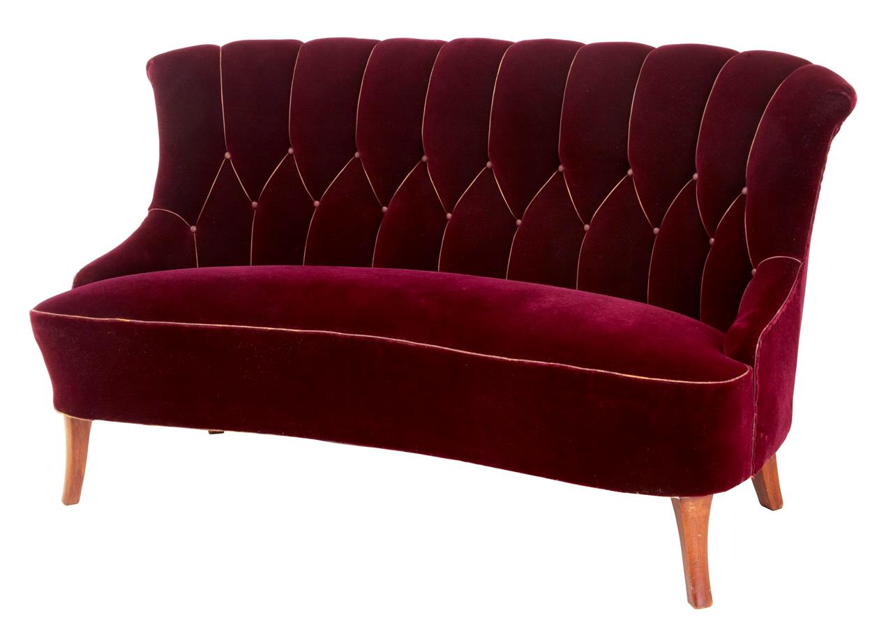 1950's Scandinavian Plush Velvet Shaped Sofa (1 of 1) 1950's Scandinavian Plush Velvet Shaped Sofa (1 of 1)