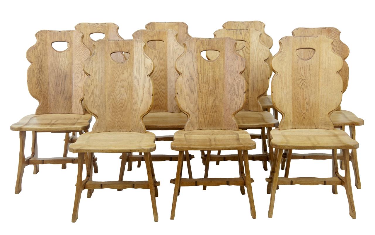 Set of 10 1920's Swedish Oak Dining Chairs (1 of 1) Set of 10 1920's Swedish Oak Dining Chairs (1 of 1)