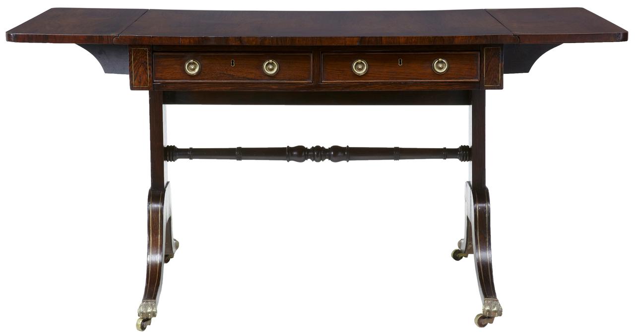 Regency Early 19th Century Brass Inlaid Rosewood Sofa Table (1 of 7) Regency Early 19th Century Brass Inlaid Rosewood Sofa Table (1 of 7)