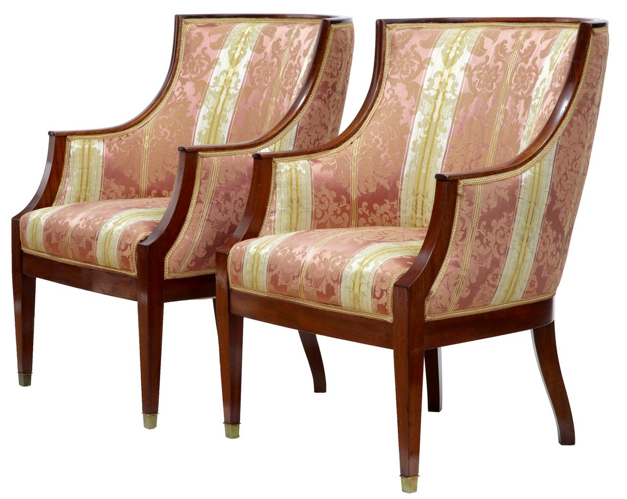 19th Century French Empire Mahogany Club Chairs (1 of 1) 19th Century French Empire Mahogany Club Chairs (1 of 1)