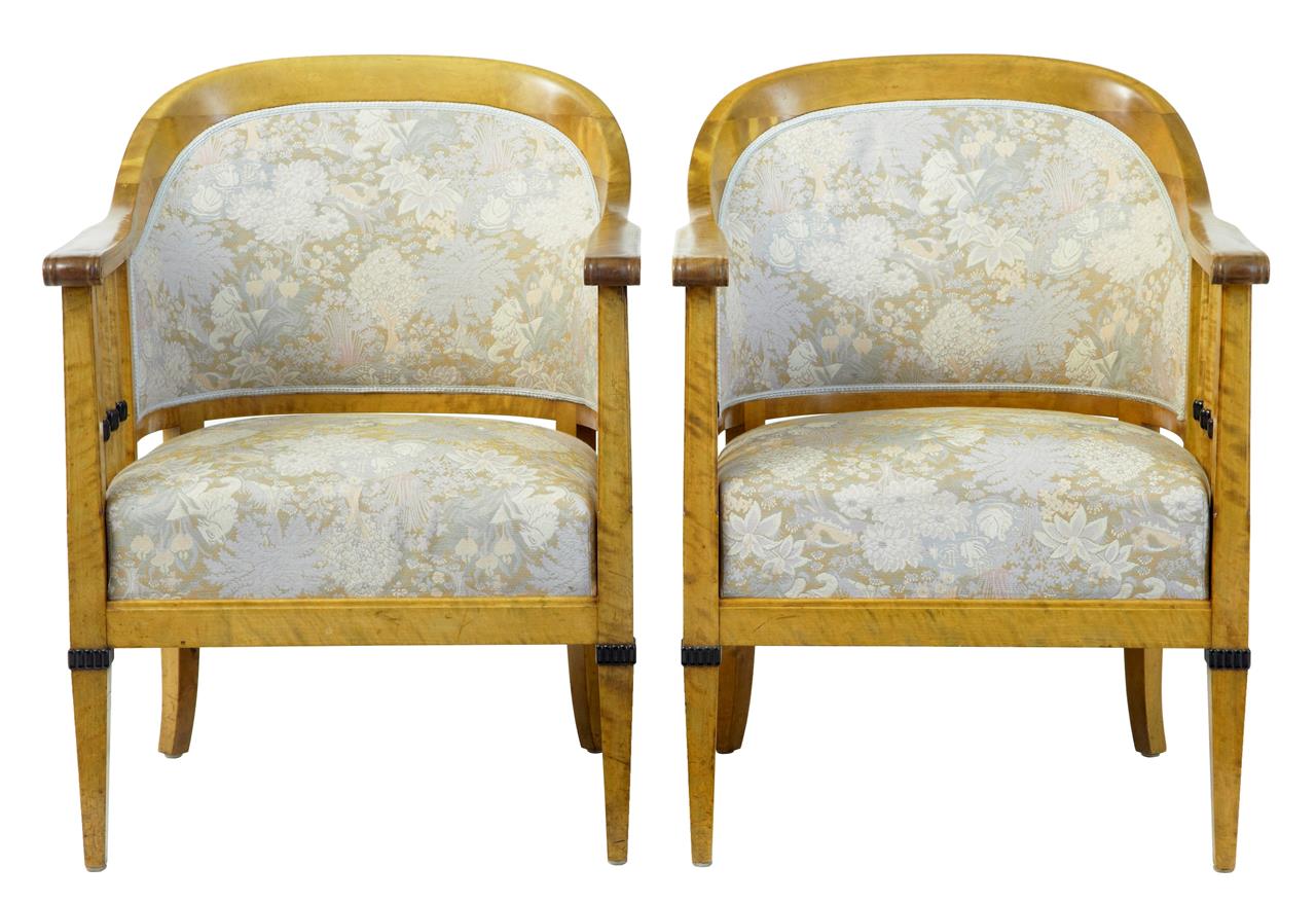 Pair of Swedish Art Deco Birch Armchairs c.1930 (1 of 1) Pair of Swedish Art Deco Birch Armchairs c.1930 (1 of 1)