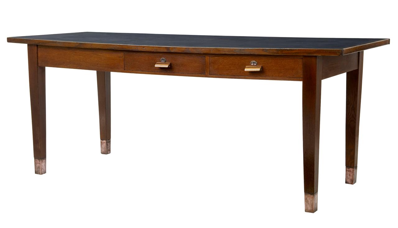 19th Century Oak Metal Top Refectory Dining Table c.1880 (1 of 1) 19th Century Oak Metal Top Refectory Dining Table c.1880 (1 of 1)