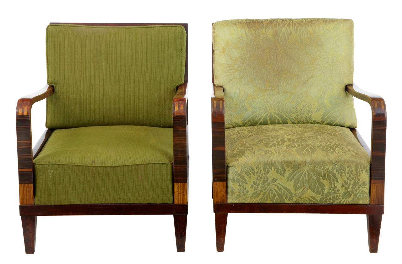 Pair of 1920's Art Deco Birch Lounge Chairs (1 of 1) Pair of 1920's Art Deco Birch Lounge Chairs (1 of 1)