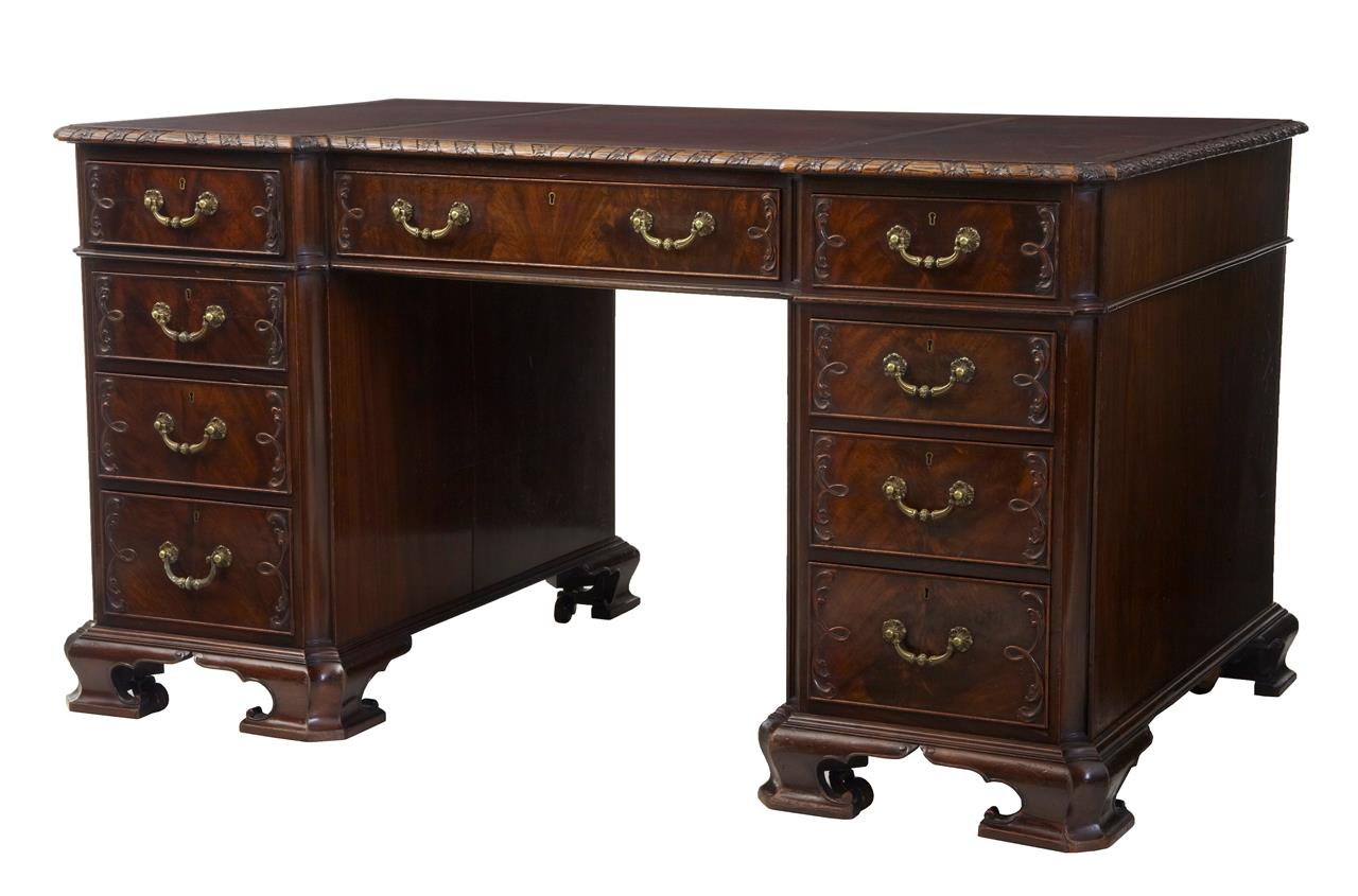 Early 20th Century Mahogany Pedestal Desk by Hobbs & Co c.1900 (1 of 9) Early 20th Century Mahogany Pedestal Desk by Hobbs & Co c.1900 (1 of 9)