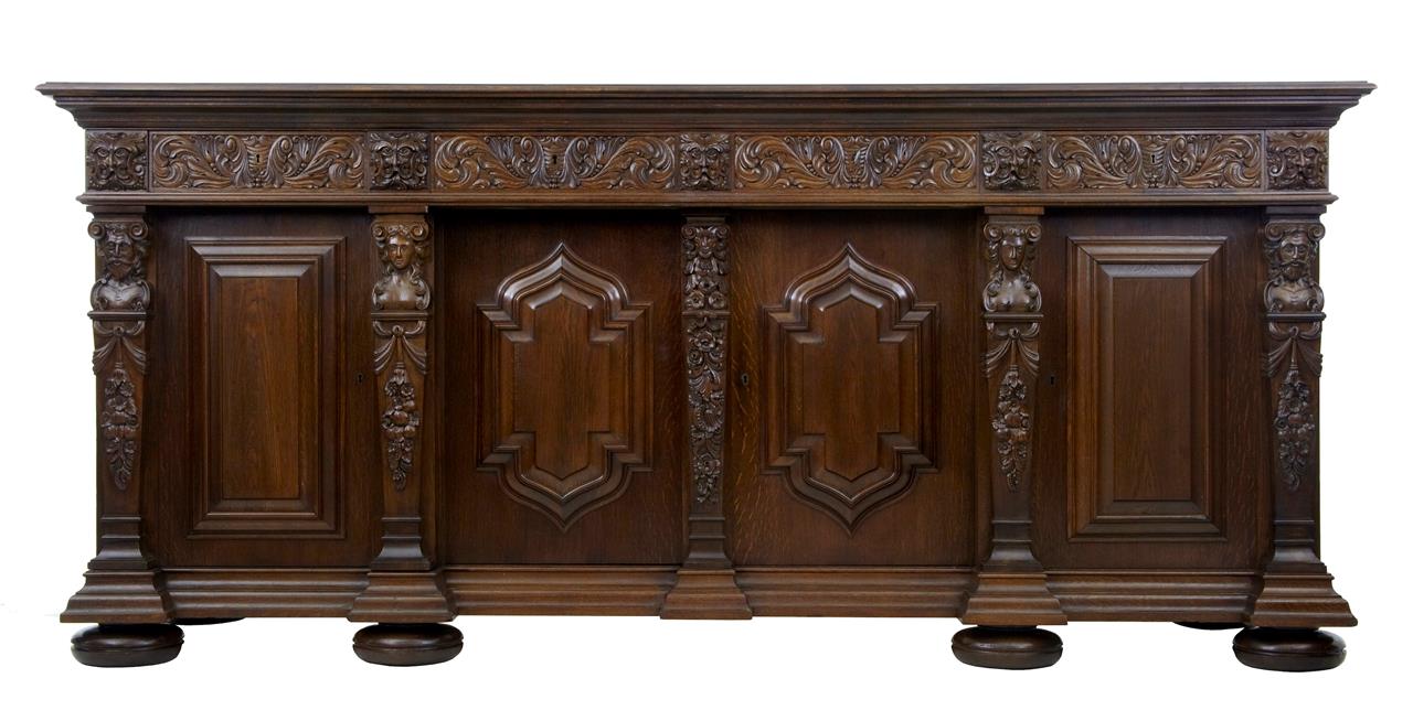 Massive 1920's Carved Oak Baroque Sideboard Buffet (1 of 1) Massive 1920's Carved Oak Baroque Sideboard Buffet (1 of 1)