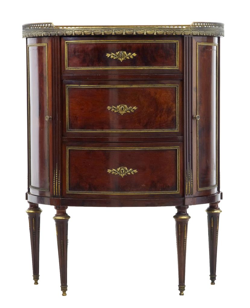 Late 19th Century Mahogany Marble Top Demi Lune Cabinet c.1895 (1 of 1) Late 19th Century Mahogany Marble Top Demi Lune Cabinet c.1895 (1 of 1)
