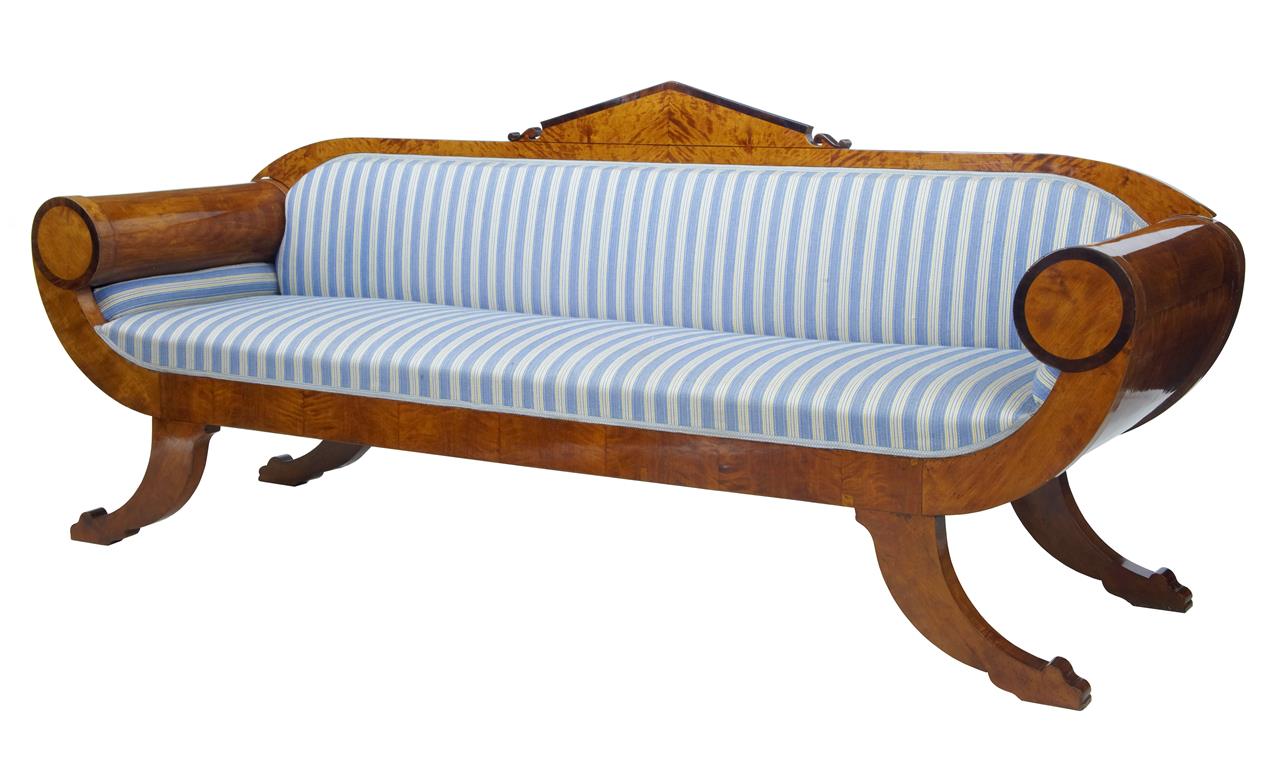 19th Century Biedermeier Birch Roll Top Arm Sofa (1 of 1) 19th Century Biedermeier Birch Roll Top Arm Sofa (1 of 1)