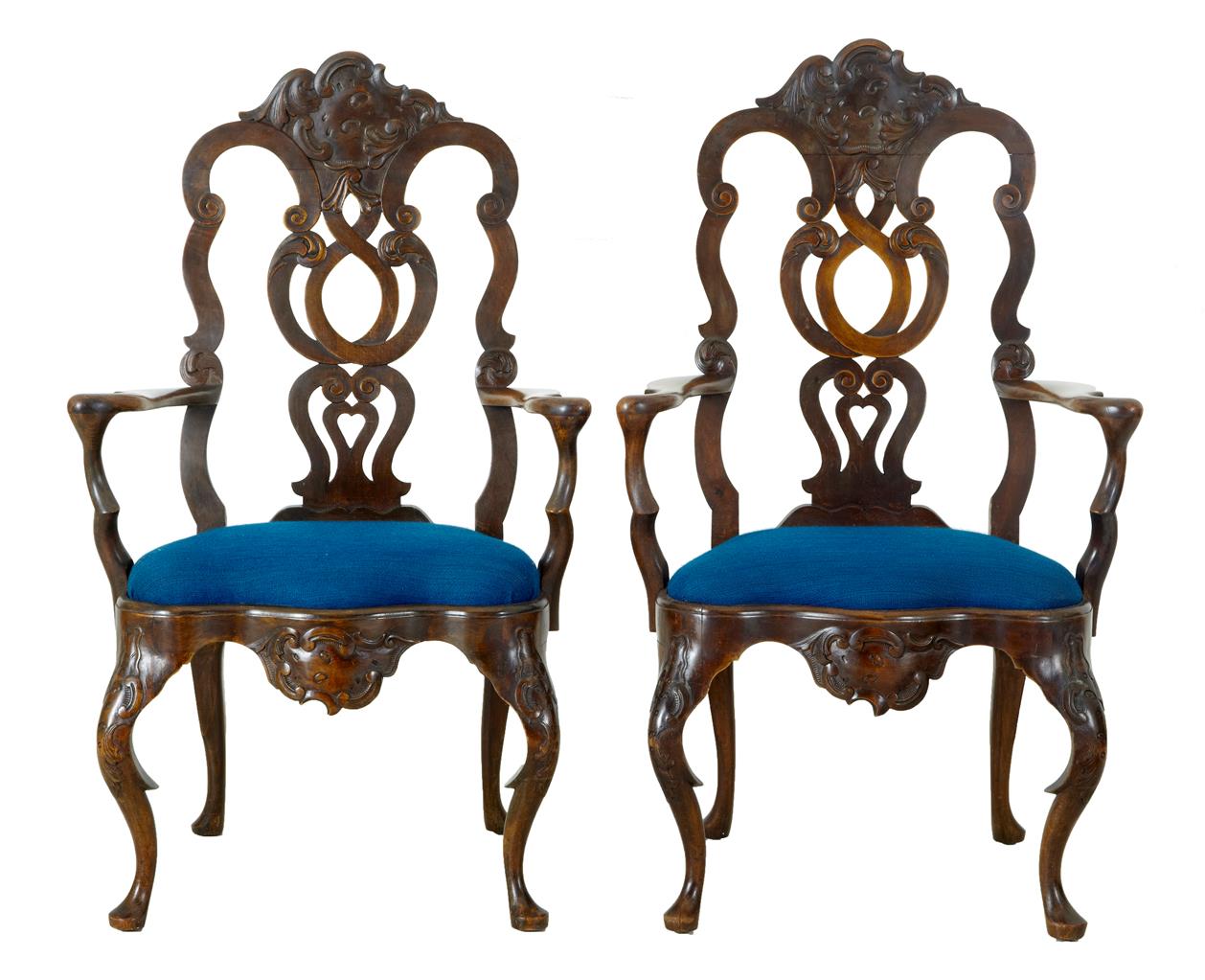 Pair of 19th Century Continental Walnut Armchairs (1 of 6) Pair of 19th Century Continental Walnut Armchairs (1 of 6)