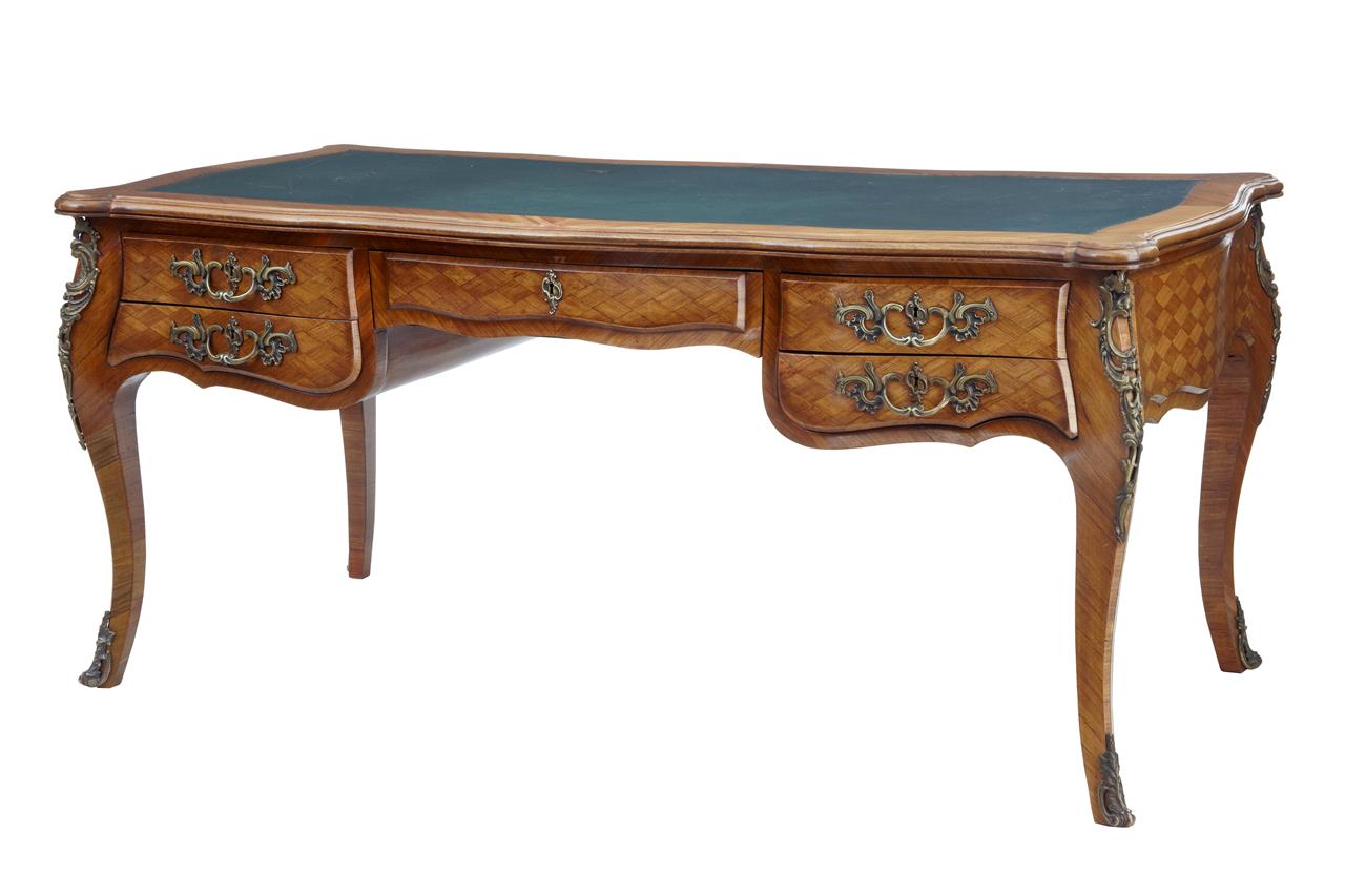 19th Century French Kingwood Parquetry Bureau Plat Desk (1 of 1) 19th Century French Kingwood Parquetry Bureau Plat Desk (1 of 1)