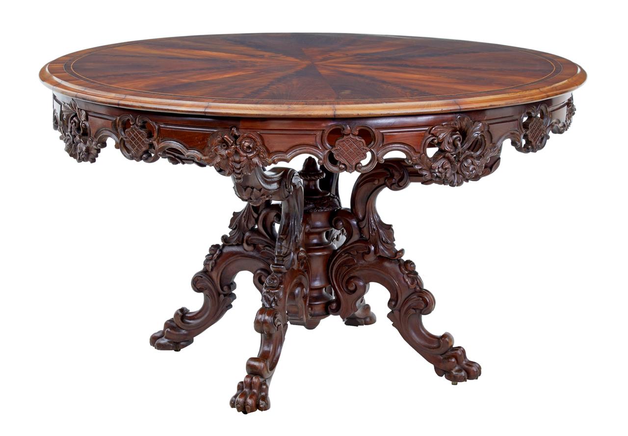 19th Century Danish Carved Mahogany Center Table (1 of 1) 19th Century Danish Carved Mahogany Center Table (1 of 1)