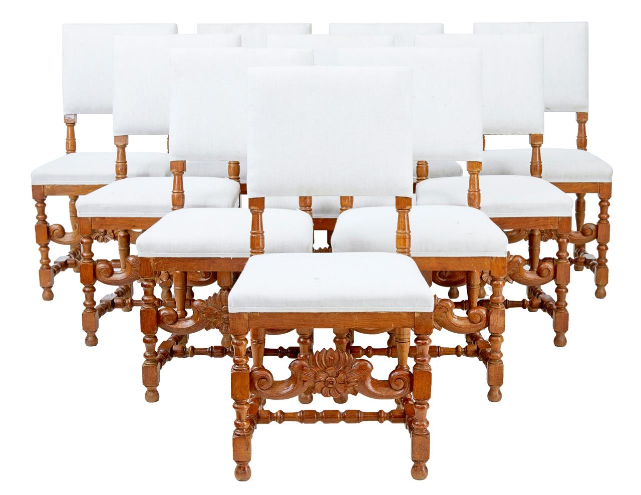 Set of 10 Early 20th Century Carved Oak Dining Chairs (1 of 1) Set of 10 Early 20th Century Carved Oak Dining Chairs (1 of 1)