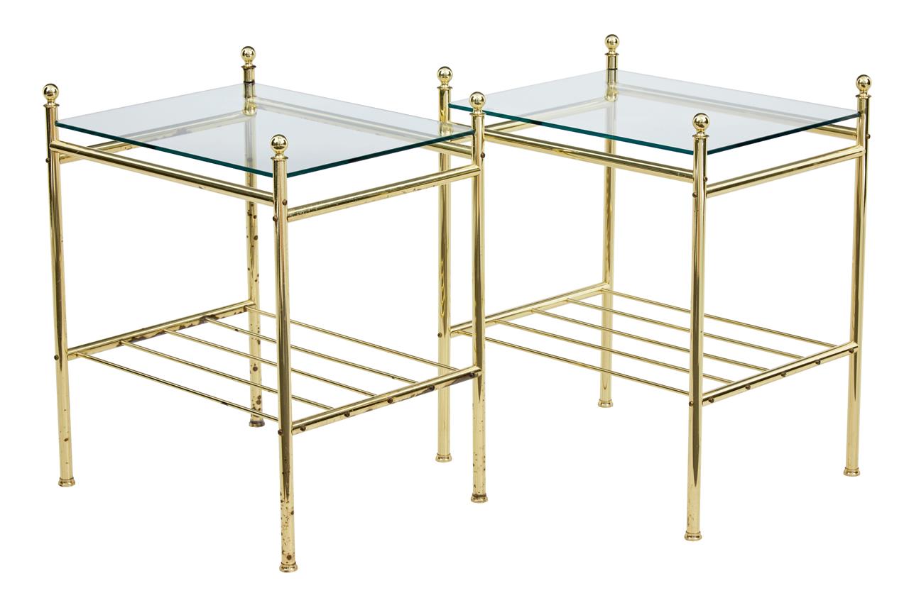 Pair of 1970's Brass Glass Top Occasional Tables (1 of 1) Pair of 1970's Brass Glass Top Occasional Tables (1 of 1)