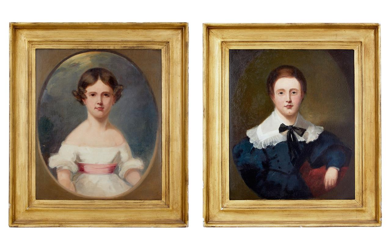 Pair of Early 19th Century Oil on Canvas Regency Child Portraits (1 of 1) Pair of Early 19th Century Oil on Canvas Regency Child Portraits (1 of 1)