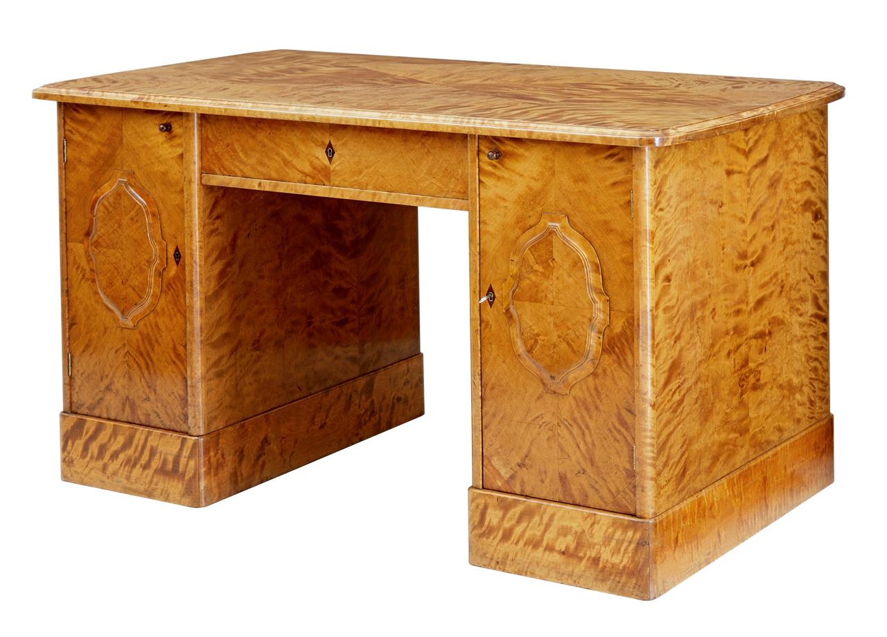 Early 20th Century Swedish Birch Desk Writing Table (1 of 1) Early 20th Century Swedish Birch Desk Writing Table (1 of 1)