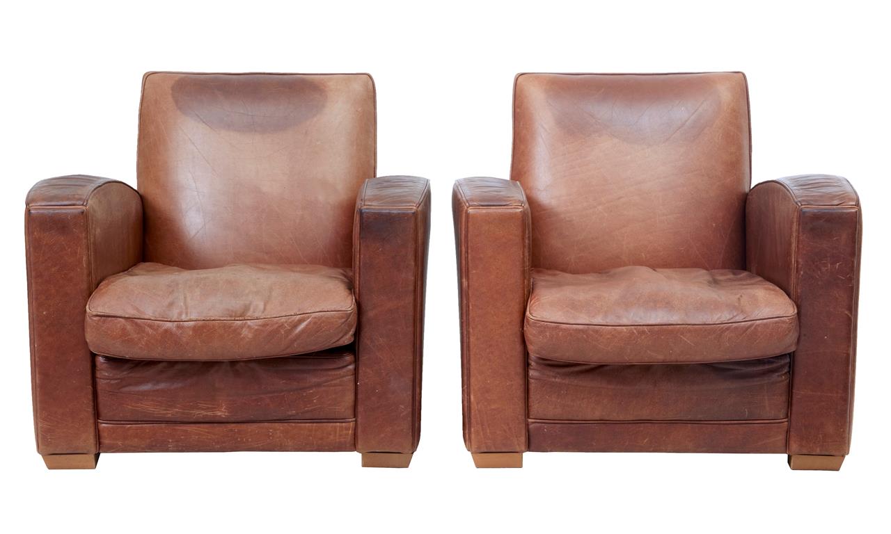 Pair of 1960's Design Leather Armchairs (1 of 1) Pair of 1960's Design Leather Armchairs (1 of 1)