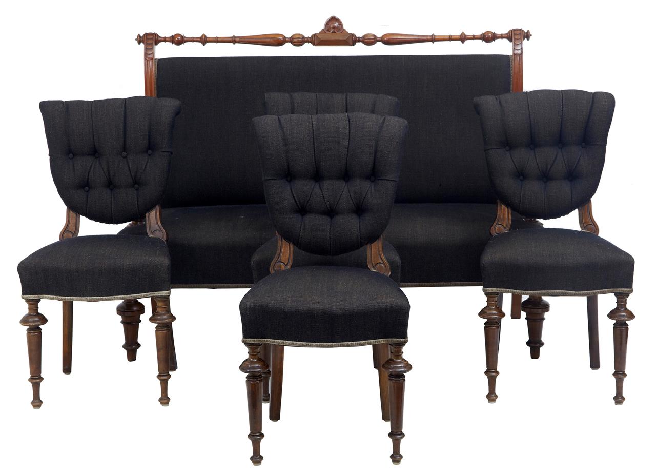 Early 20th Century Neo Renaissance Walnut & Birch 5 Piece Suite (1 of 1) Early 20th Century Neo Renaissance Walnut & Birch 5 Piece Suite (1 of 1)