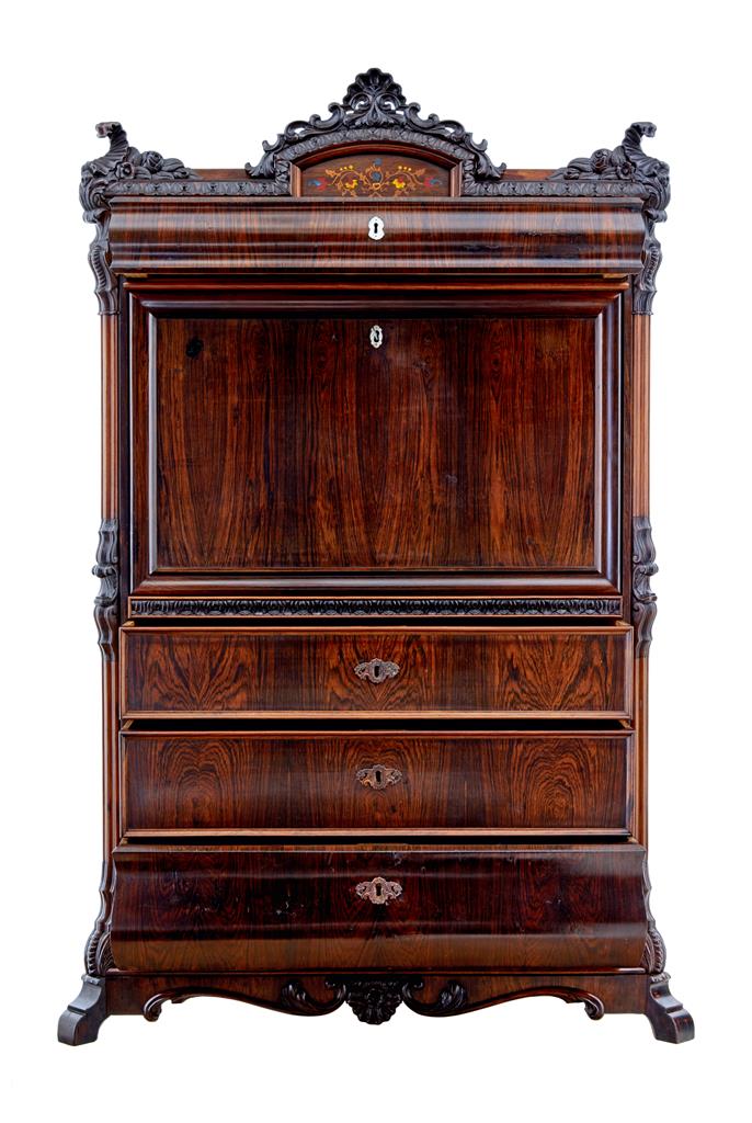 19th Century Italian Carved Rosewood Escritoire (1 of 10) 19th Century Italian Carved Rosewood Escritoire (1 of 10)