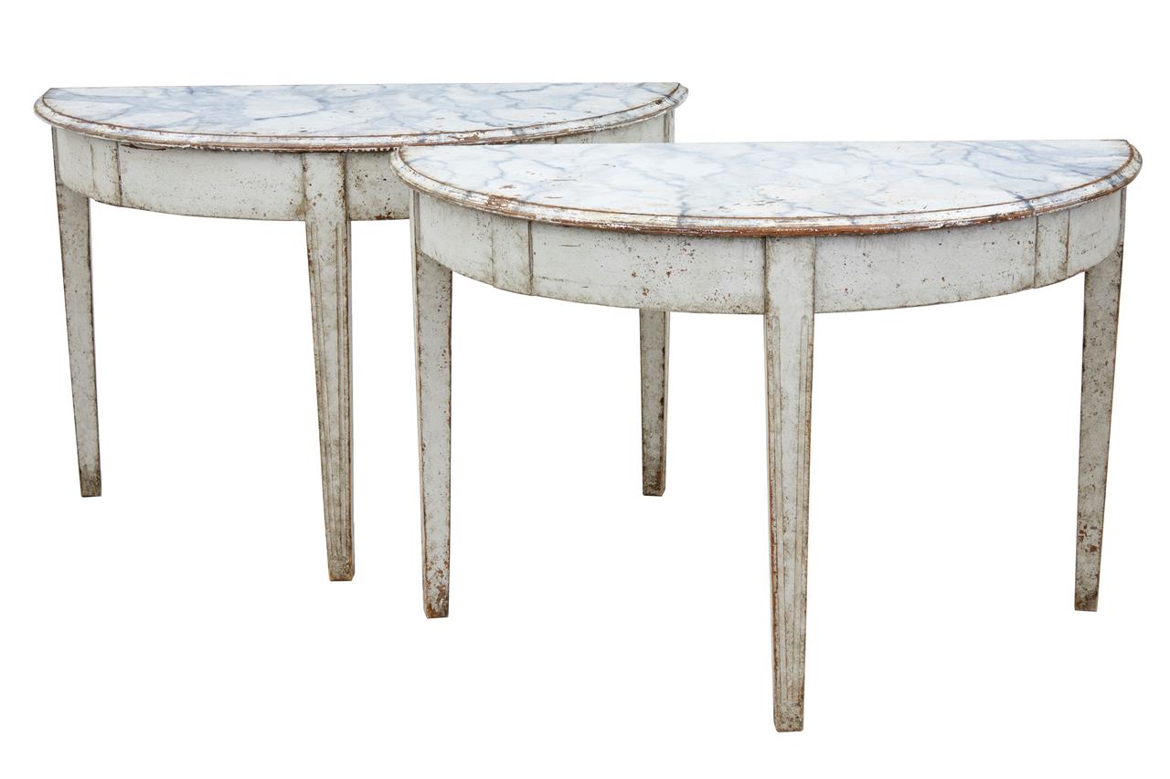 Pair of 19th Century Swedish Painted Demi Lune Tables (1 of 1) Pair of 19th Century Swedish Painted Demi Lune Tables (1 of 1)