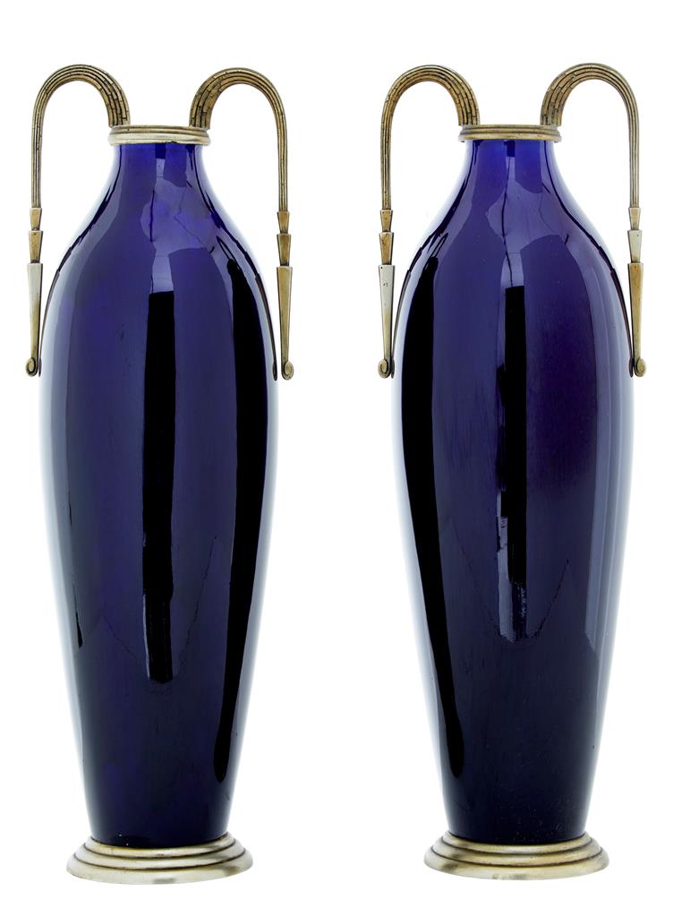 Pair of Decorative French Art Deco Cobalt Blue Vases (1 of 1) Pair of Decorative French Art Deco Cobalt Blue Vases (1 of 1)