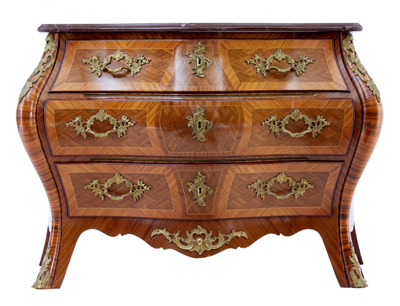 1960s Scandinavian Mahogany Bombe Rococo Influenced Commode (1 of 5) 1960s Scandinavian Mahogany Bombe Rococo Influenced Commode (1 of 5)