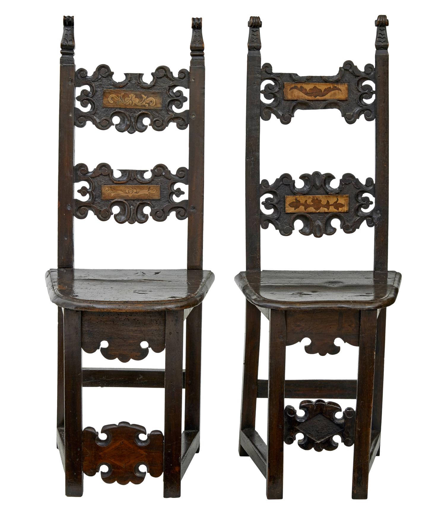 Pair of 19th Century Carolean Inspired Hall Chairs (1 of 7) Pair of 19th Century Carolean Inspired Hall Chairs (1 of 7)