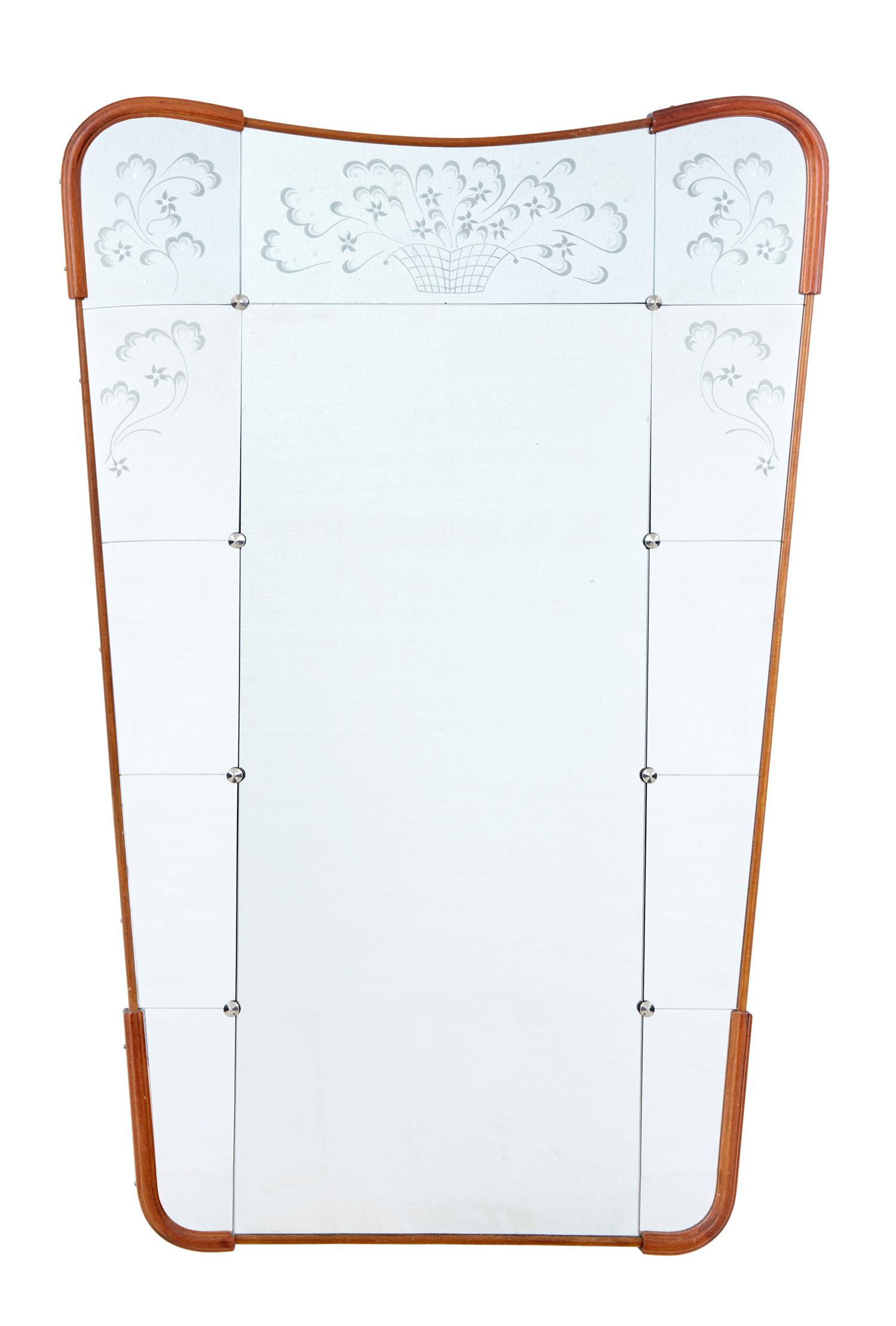 1950s Shaped Teak Etched Mirror (1 of 1) 1950s Shaped Teak Etched Mirror (1 of 1)