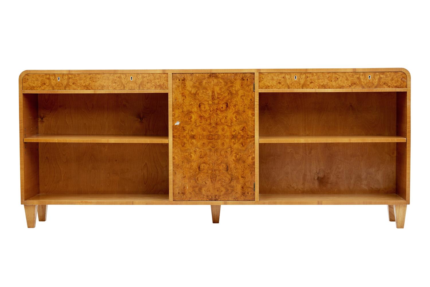 1950s Swedish Burr Elm Low Bookcase Cabinet (1 of 1) 1950s Swedish Burr Elm Low Bookcase Cabinet (1 of 1)