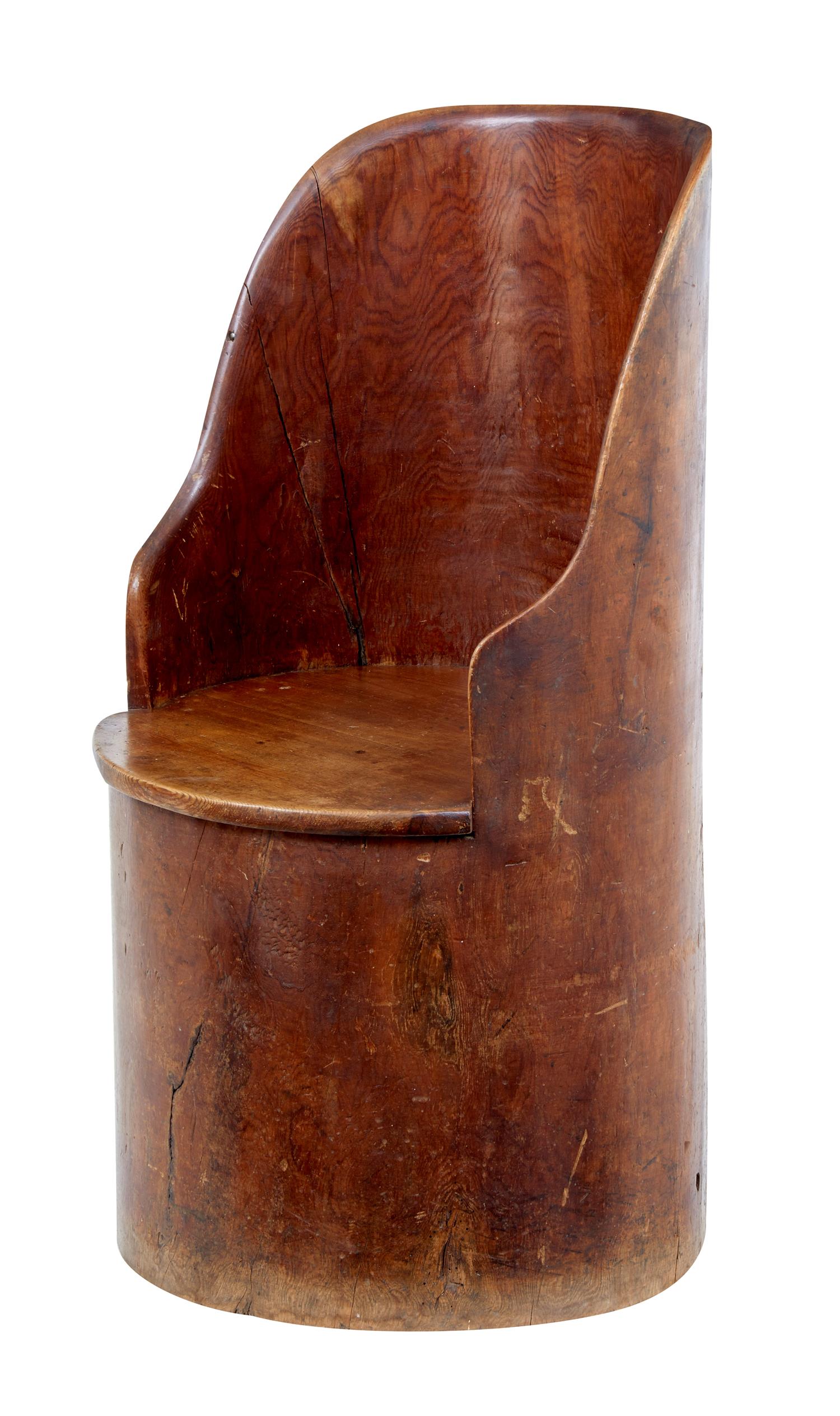 19th Century Primitive Elm & Pine Dug Out Chair (1 of 1) 19th Century Primitive Elm & Pine Dug Out Chair (1 of 1)