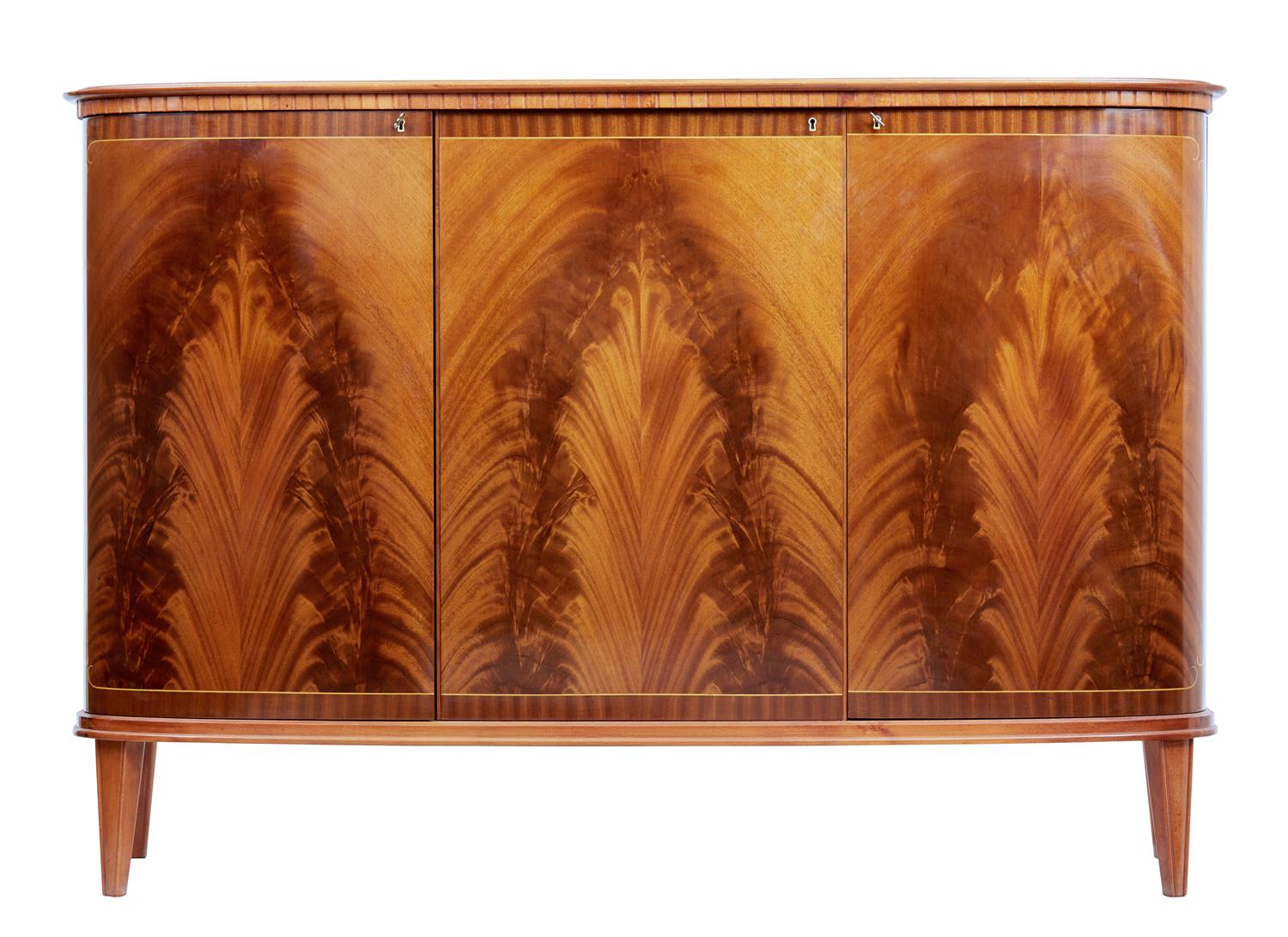 20th Century Scandinavian Modern Flame Mahogany Sideboard (1 of 1) 20th Century Scandinavian Modern Flame Mahogany Sideboard (1 of 1)