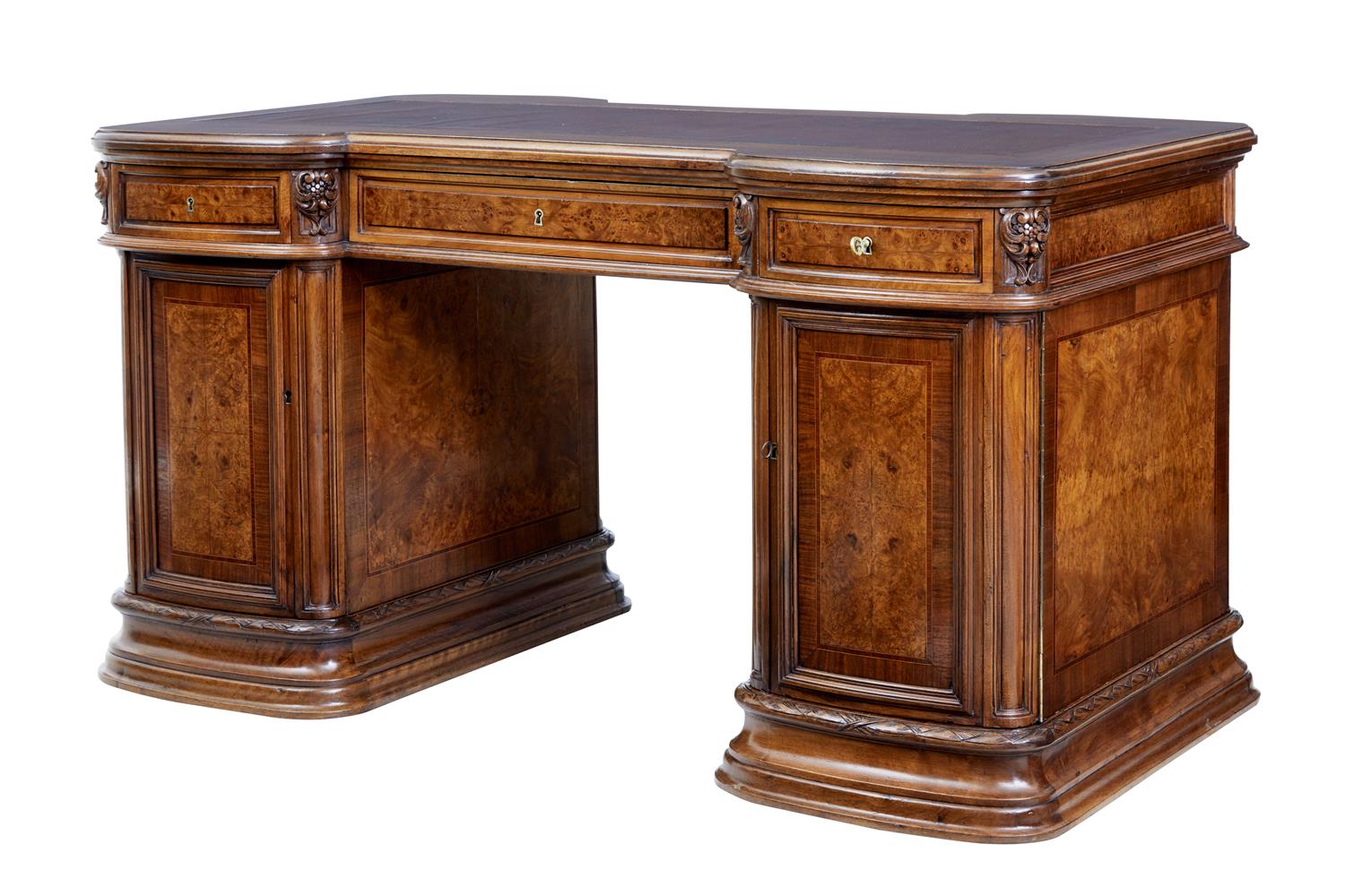 19th Century French Carved Walnut Freestanding Desk (1 of 1) 19th Century French Carved Walnut Freestanding Desk (1 of 1)