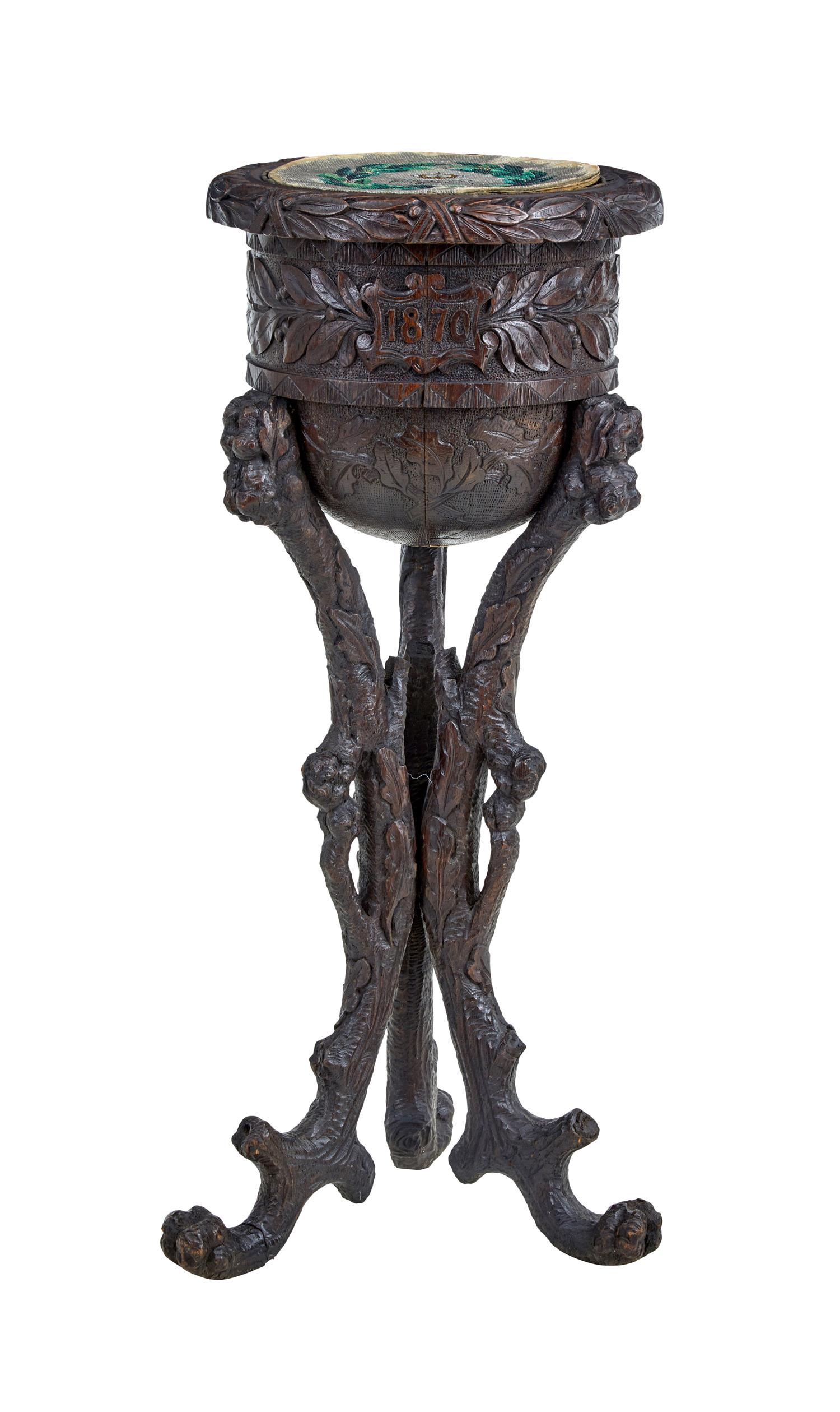 Unusual Carved Oak Decorative Northern European Stand (1 of 3) Unusual Carved Oak Decorative Northern European Stand (1 of 3)