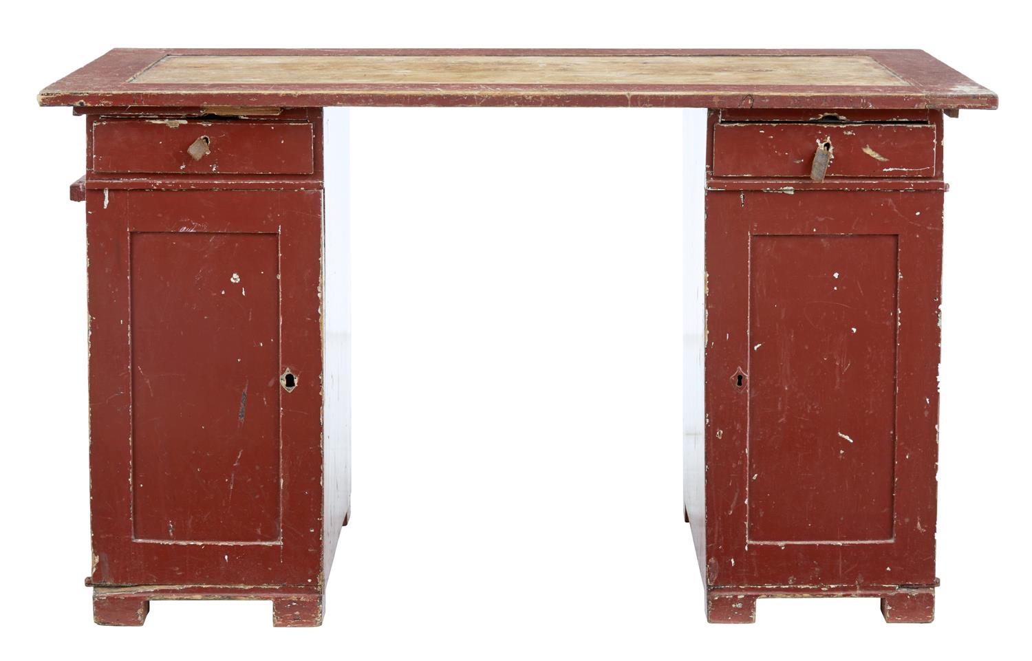 19th Century Rustic Painted Swedish Pedestal Desk (1 of 6) 19th Century Rustic Painted Swedish Pedestal Desk (1 of 6)