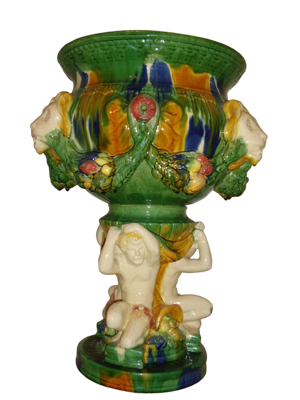 Majolica Style Porcelain Planter on Figural Stand (1 of 21) Majolica Style Porcelain Planter on Figural Stand (1 of 21)