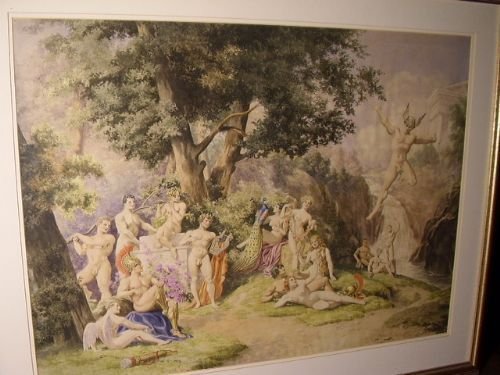 Watercolour Depicting Neo-Classical Mythology Scene (1 of 5) Watercolour Depicting Neo-Classical Mythology Scene (1 of 5)