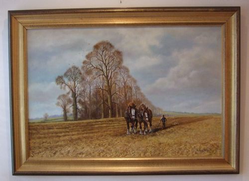 Landscape Oil Painting of 'Shire Horses Ploughing the Field' (1 of 1) Landscape Oil Painting of 'Shire Horses Ploughing the Field' (1 of 1)