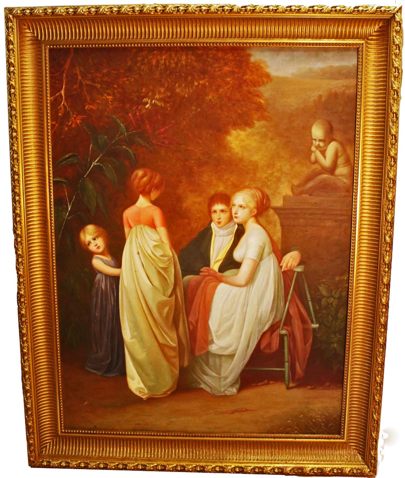 Large Oil on Canvas. Regency Style Classical Garden Scene (1 of 10)