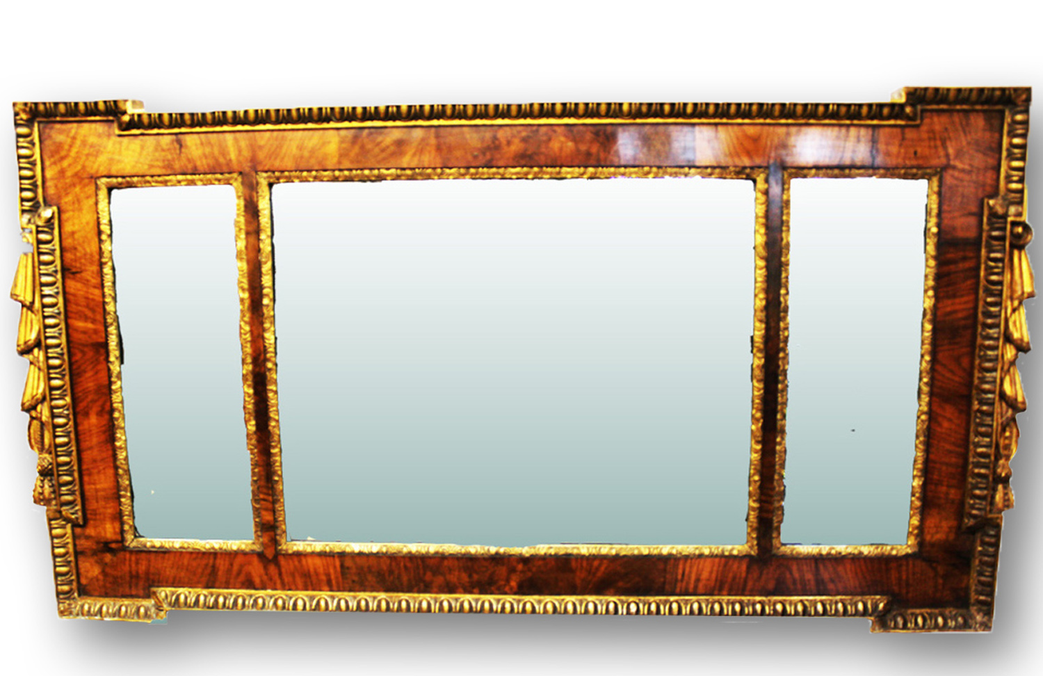 Victorian Over Mantle Landscape Mirror. Walnut and Carved Gilt Wood. (1 of 1) Victorian Over Mantle Landscape Mirror. Walnut and Carved Gilt Wood. (1 of 1)